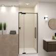 Transolid IPD367610C-T-MB Irene 32-36 in. W x 76 in. H Pivot Shower Door in Matte Black with Clear Glass