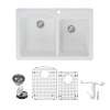 Transolid Aversa Granite 33-in Drop-In Kitchen Sink Kit with Grids, Strainers and Drain Installation Kit in White