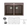 Transolid Aversa Granite 33-in Drop-In Kitchen Sink Kit with Grids, Strainers and Drain Installation Kit in Espresso