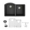 Transolid Aversa Granite 31-in Kitchen Sink Kit with Grids, Strainers and Drain Installation Kit in Black