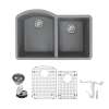 Transolid Aversa Granite 31-in Kitchen Sink Kit with Grids, Strainers and Drain Installation Kit in Grey