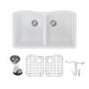 Transolid Aversa Granite 32-in Kitchen Sink Kit with Grids, Strainers and Drain Installation Kit in White