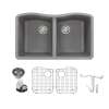 Transolid Aversa Granite 32-in Kitchen Sink Kit with Grids, Strainers and Drain Installation Kit in Grey