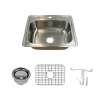 Transolid Classic 25in x 22in 18 Gauge Drop-in Single Bowl Kitchen Sink with 1-Hole with Grids, Strainer, Installation Kit