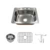 Transolid Classic 25in x 22in 18 Gauge Drop-in Single Bowl Kitchen Sink with 4-Holes with Grids, Strainer, Installation Kit