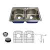 Transolid Meridian 33in x 22in 16 Gauge Drop-in Double Bowl Kitchen Sink with MR2-Holes with Grids, Strainer, Disposer Strainer, Installation Kit