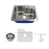 Transolid Meridian 25in x 22in 16 Gauge Drop-in Single Bowl Kitchen Sink with 1-Hole with Grid, Strainer, Installation Kit