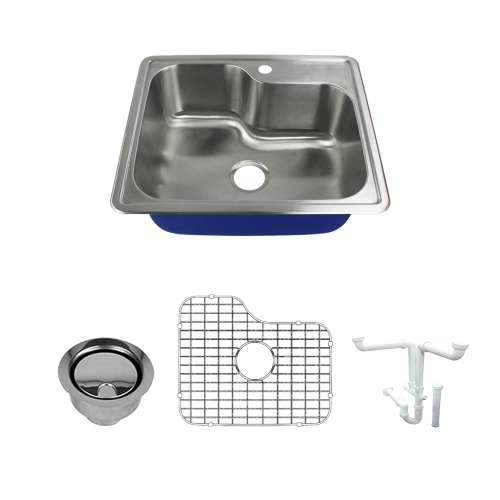 Transolid Meridian Stainless Steel 25 Drop-in Kitchen Sink Kit with Bottom Grids, Flip-Top Strainer, Flip-Top Disposal Strainer,