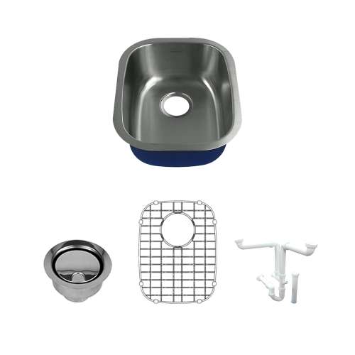 Transolid Meridian Stainless Steel 18 Undermount Kitchen Sink Kit with Bottom Grids, Flip-Top Strainer, Flip-Top Disposal Strain