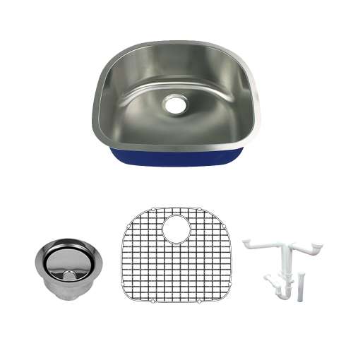 Transolid Meridian Stainless Steel 24 Undermount Kitchen Sink Kit with Bottom Grids, Flip-Top Strainer, Flip-Top Disposal Strain
