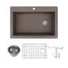Transolid Radius Granite 33-in Drop-In Kitchen Sink Kit with Grids, Strainers and Drain Installation Kit in Espresso