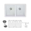 Transolid Radius Granite 31-in Undermount Kitchen Sink Kit with Grids, Strainers and Drain Installation Kit in White