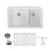 Transolid Radius Granite 31-in Undermount Kitchen Sink Kit with Grids, Strainers and Drain Installation Kit in White
