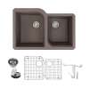 Transolid Radius Granite 31-in Undermount Kitchen Sink Kit with Grids, Strainers and Drain Installation Kit in Espresso