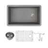 Transolid Radius Granite 31-in Undermount Kitchen Sink Kit with Grids, Strainers and Drain Installation Kit in Grey