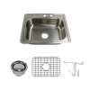Transolid Select 25in x 22in 22 Gauge Drop-in Single Bowl Kitchen Sink with MR2-Holes with Grid, Strainer, Installation Kit