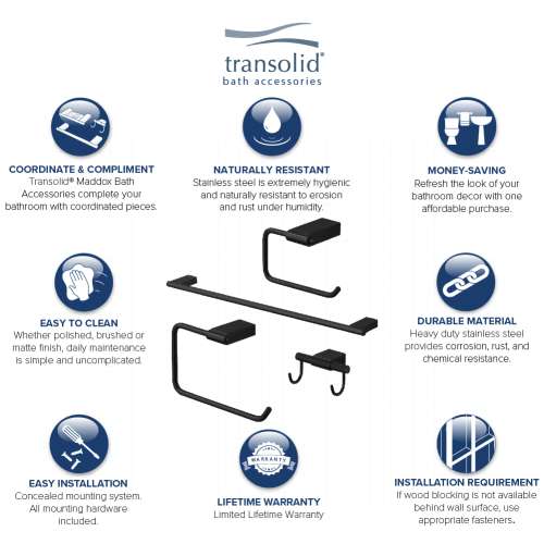 Transolid Maddox 4-Piece Bathroom Accessory Kit in Black