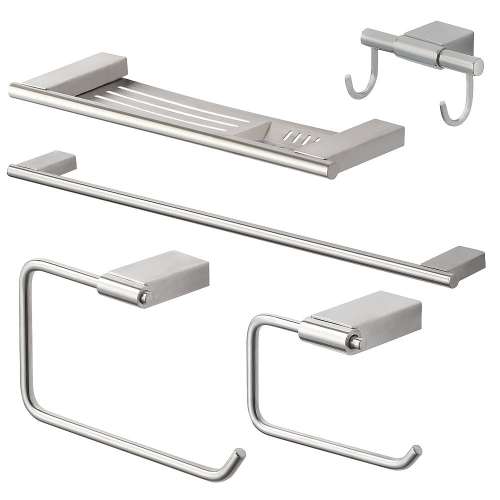 Transolid Maddox 5-Piece Bathroom Accessory Kit in Brushed Stainless