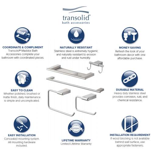 Transolid Maddox 5-Piece Bathroom Accessory Kit in Brushed Stainless