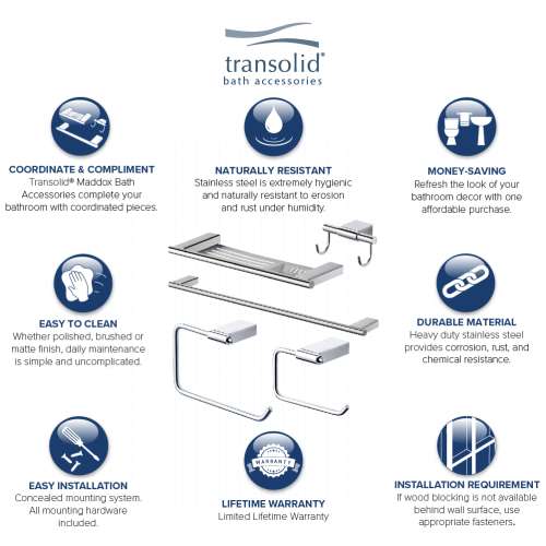 Transolid Maddox 5-Piece Bathroom Accessory Kit in Polished Chrome