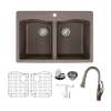 Transolid Aversa Granite 33-in Drop-In Kitchen Sink Kit with Faucet, Grids, Strainers and Drain Installation Kit in Espresso