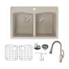 Transolid Aversa Granite 33-in Drop-In Kitchen Sink Kit with Faucet, Grids, Strainers and Drain Installation Kit in Cafe Latte