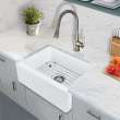 Transolid Fireclay Porter 24-in Farmhouse Kitchen Sink Kit with Faucet, Grid, Strainer and Drain Installation Kit