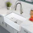Transolid Fireclay Versailles 30-in Farmhouse Kitchen Sink Kit with Faucet, Grid, Strainer and Drain Installation Kit