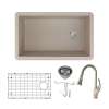 Transolid Radius Granite 31-in Undermount Kitchen Sink Kit with Faucet, Grids, Strainers and Drain Installation Kit in Cafe Latt