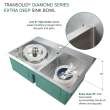Transolid KKM-DTDE332210-5 Diamond Sink Kit with Equal Double Bowls, 5 Pre-Drilled Holes, Magnetic Accessories Kit, and Drain Kit