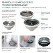 Transolid KKM-DTDE332210-FR2 Diamond Sink Kit with Equal Double Bowls, 2 Pre-Drilled Holes, Magnetic Accessories Kit, and Drain Kit