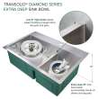 Transolid KKM-DTDO332210-4 Diamond Sink Kit with 60/40 Double Bowls, 4 Pre-Drilled Holes, Magnetic Accessories Kit, and Drain Kit