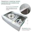 Transolid KKM-DTDOF362510-FR2 Diamond Sink Kit with Farmhouse Style 60/40 Double Bowls, 2 Pre-Drilled Holes, Magnetic Accessories Kit, and Drain Kit
