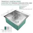 Transolid KKM-DTSB232210-3 Diamond Sink Kit with Single Bowl, 3 Pre-Drilled Holes, Magnetic Accessories Kit, and Drain Kit