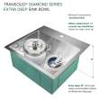 Transolid KKM-DTSB232210-5 Diamond Sink Kit with Single Bowl, 5 Pre-Drilled Holes, Magnetic Accessories Kit, and Drain Kit