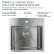 Transolid KKM-DTSB232210-4 Diamond Sink Kit with Single Bowl, 4 Pre-Drilled Holes, Magnetic Accessories Kit, and Drain Kit