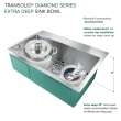 Transolid KKM-DTSS322210-4 Diamond Sink Kit with Single Bowl, 4 Pre-Drilled Holes, Magnetic Accessories Kit, and Drain Kit