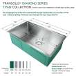 Transolid KKM-DUSST321910-16 Diamond Titan Sink Kit with Super Single Bowl, Magnetic Accessories Kit, and Drain Kit