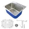 Transolid K-MTSB252212-5 Meridian Stainless Steel Laundry/Utility Sink Kit with 5-Hole in Brushed Finish