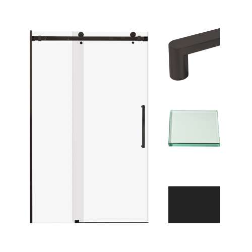 Transolid MBD487608C-R-MB Miles 47-in W x 76-in H Frameless Sliding Door with Fixed Panel in Matte Black with Clear Glass