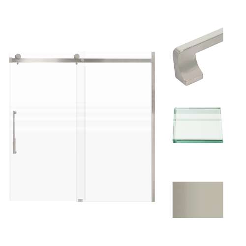 Transolid MBDT606008FL-J-BS Madeline 56-60-in W x 60-in H Frameless Sliding Door with Fixed Panel in Brushed Stainless with Frosted Glass