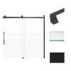 Transolid MBDT606008FL-J-MB Madeline 56-60-in W x 60-in H Frameless Sliding Door with Fixed Panel in Matte Black with Frosted Glass
