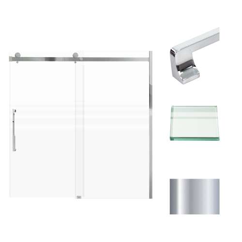 Transolid MBDT606008FL-J-PC Madeline 56-60-in W x 60-in H Frameless Sliding Door with Fixed Panel in Polished Chrome with Frosted Glass