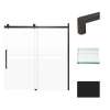 Transolid MBDT606008FL-R-MB Madeline 56-60-in W x 60-in H Frameless Sliding Door with Fixed Panel in Matte Black with Frosted Glass
