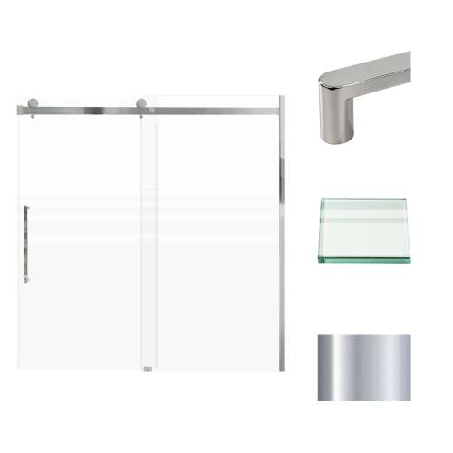 Transolid MBDT606008FL-R-PC Madeline 56-60-in W x 60-in H Frameless Sliding Door with Fixed Panel in Polished Chrome with Frosted Glass
