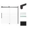 Transolid MBDT606008FL-S-MB Madeline 56-60-in W x 60-in H Frameless Sliding Door with Fixed Panel in Matte Black with Frosted Glass