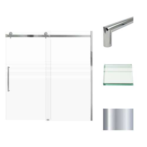 Transolid MBDT606008FL-T-PC Madeline 56-60-in W x 60-in H Frameless Sliding Door with Fixed Panel in Polished Chrome with Frosted Glass
