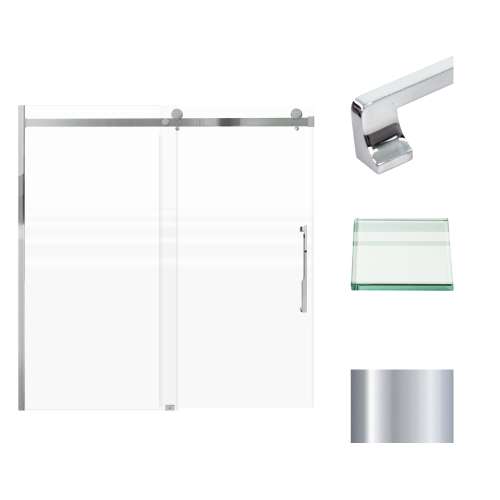 Transolid MBDT606008FR-J-PC Madeline 56-60-in W x 60-in H Frameless Sliding Door with Fixed Panel in Polished Chrome with Frosted Glass