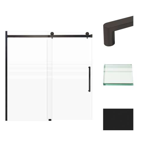 Transolid MBDT606008FR-R-MB Madeline 56-60-in W x 60-in H Frameless Sliding Door with Fixed Panel in Matte Black with Frosted Glass