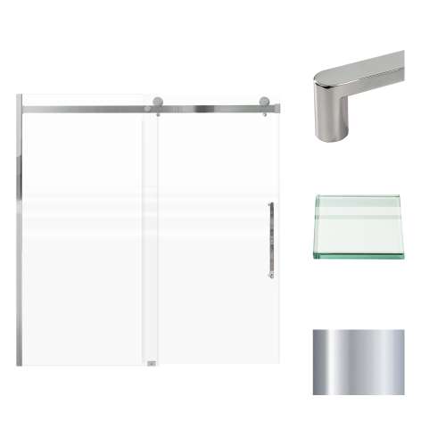 Transolid MBDT606008FR-R-PC Madeline 56-60-in W x 60-in H Frameless Sliding Door with Fixed Panel in Polished Chrome with Frosted Glass
